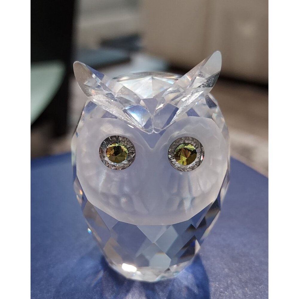 Swarovski Crystal Owls Retired Woodland Large 2" Small 1.5" Jewel Eyes Set Of 2 - Picture 7 of 15